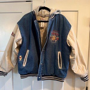 Vintage Disney Winnie the Pooh Denim Varsity Jacket Coat